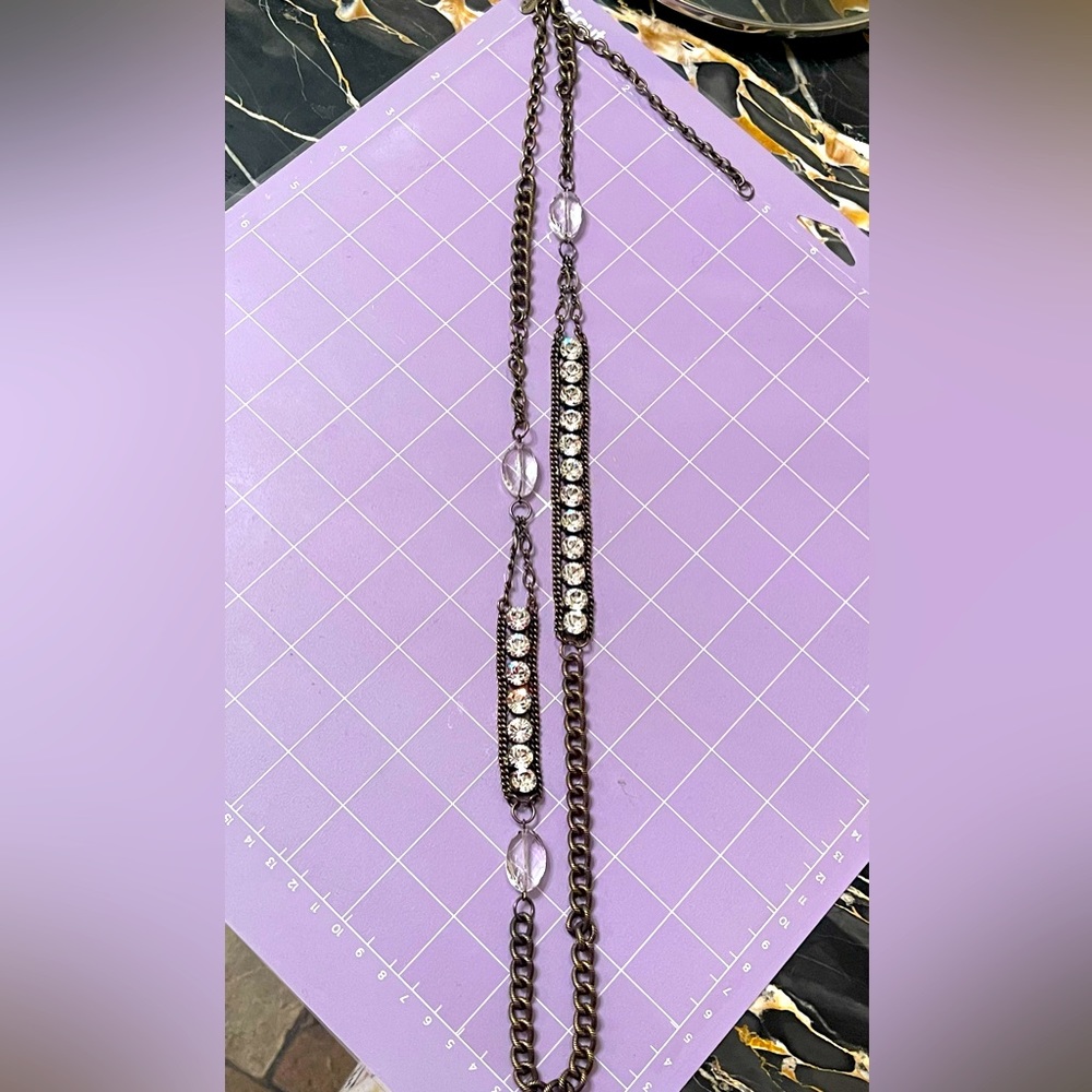 Sorrelli Necklace - Long Chain and Crystals - One Of A Kind